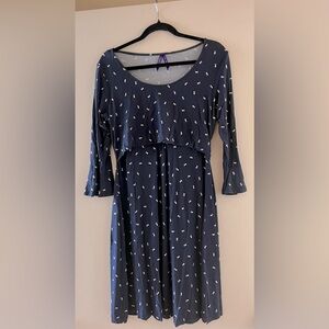 Seraphine Maternity Nursing Navy Blue Dot Dress